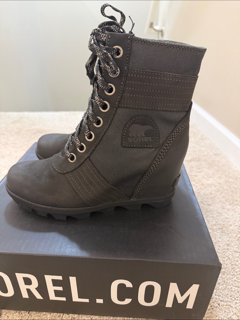 Sorel Women's Lexie Wedge Lace-Up Waterproof Ankle Boots - Black - Picture 4 of 6